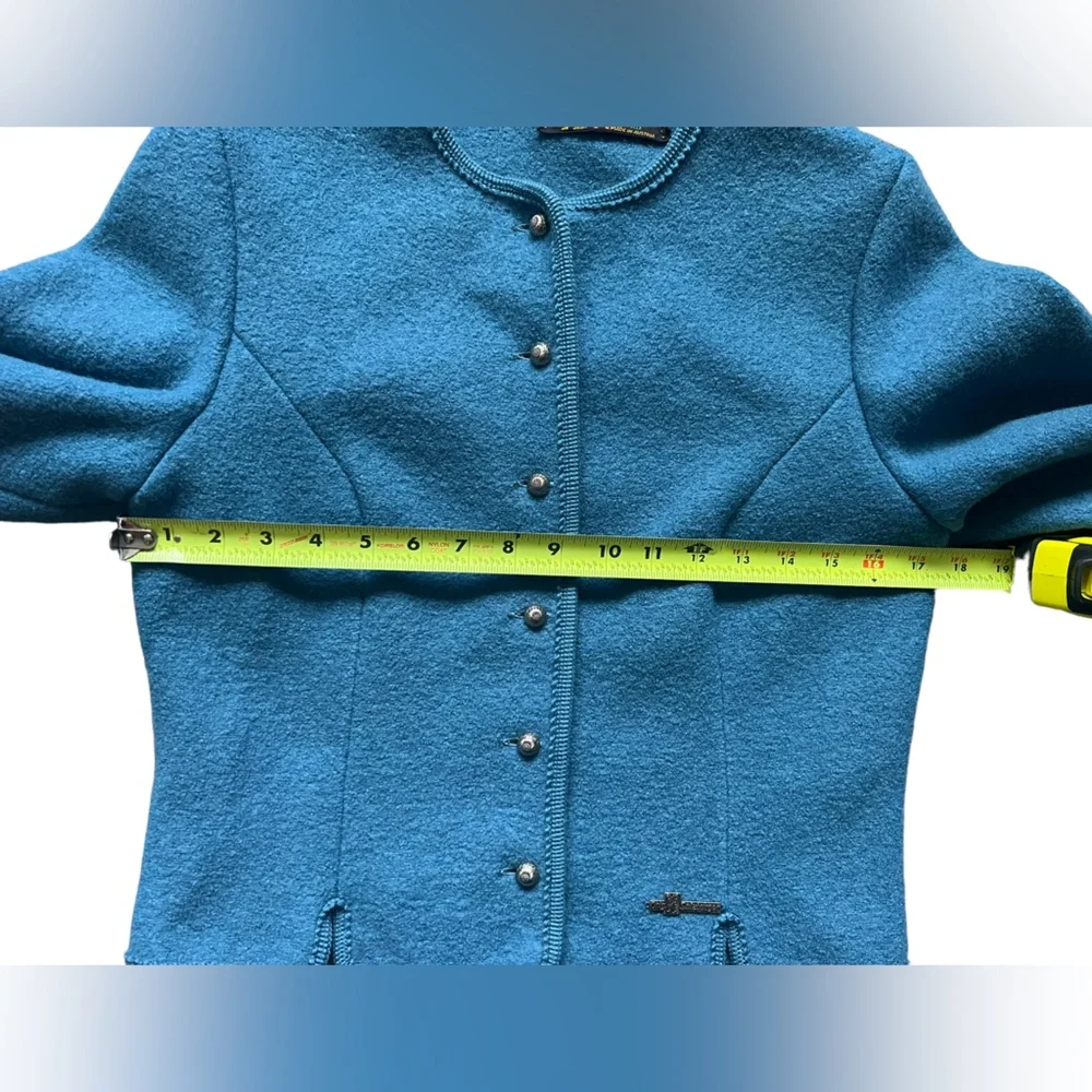 Salzburger Wool Trachten Cardigan Sweater Jacket Austrian Cardigan Blue Size L - Picture 12 of 14